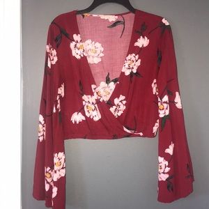 Beautiful Red Flowered Crop Top